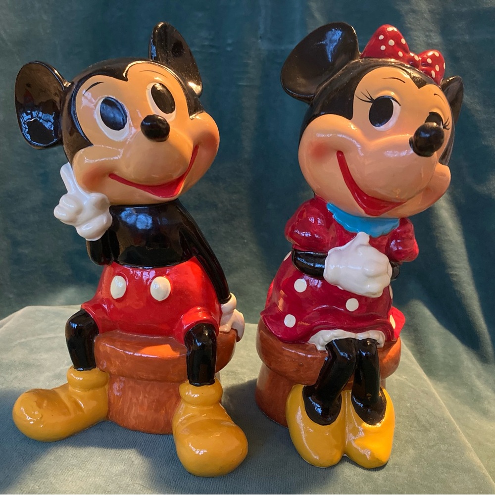 Mickey and Minnie Mouse Piggy Banks - Vintage